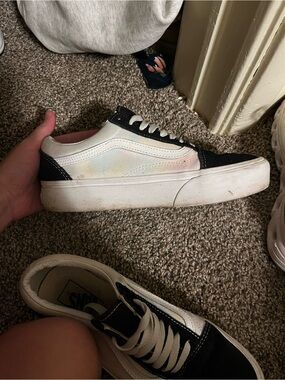 Vans Old Skool Low-Top Sneakers - Black & White with Pastel Accents